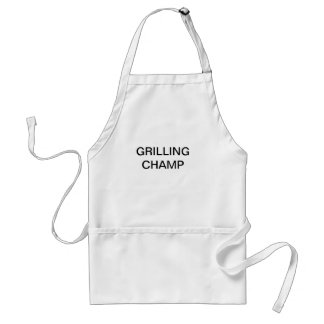 Apron with words GRILLING CHAMP on the front.