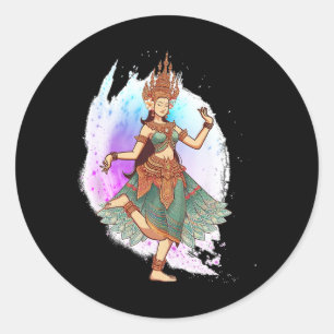 Apsara Dancing Cambodian Dance Khmer Meet Me In Ca Classic Round Sticker