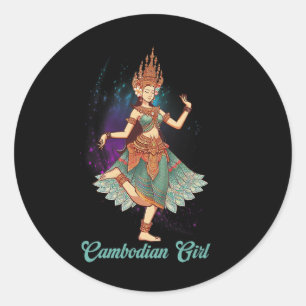 Apsara Dancing Cambodian Dance Khmer Queen Cambodi Classic Round Sticker