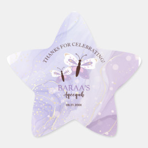 Aqeeqah Star Stickers Purple Butterfly Favor