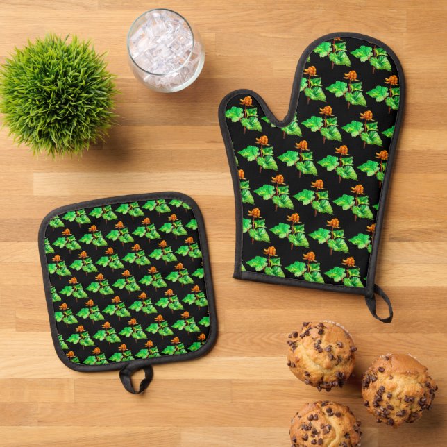 Aqpik, cloudberry oven mitt & pot holder set (Top Down)