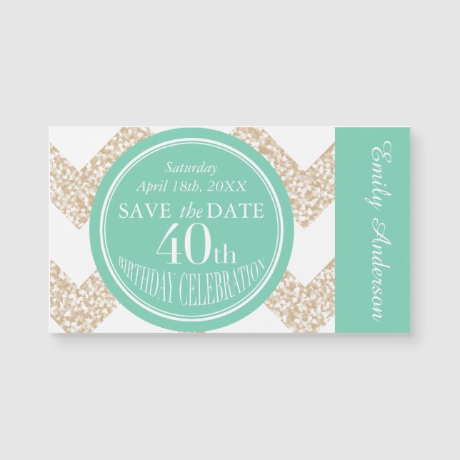 Aqua 40th Birthday Celebration Magnetic cards (Front)