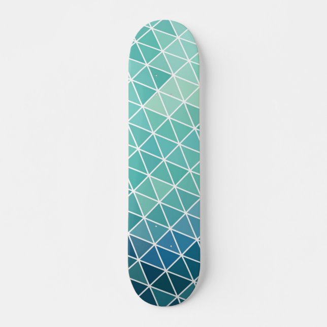 Aqua Abstract Triangles Skateboard (Front)