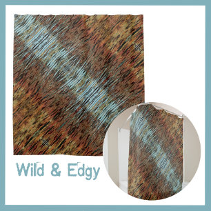 Aqua Accent on Brown Animal Print Abstract Shower Curtain