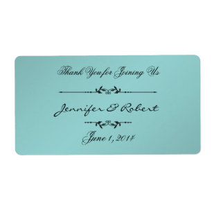 Aqua and Black Elegant Water Bottle Label