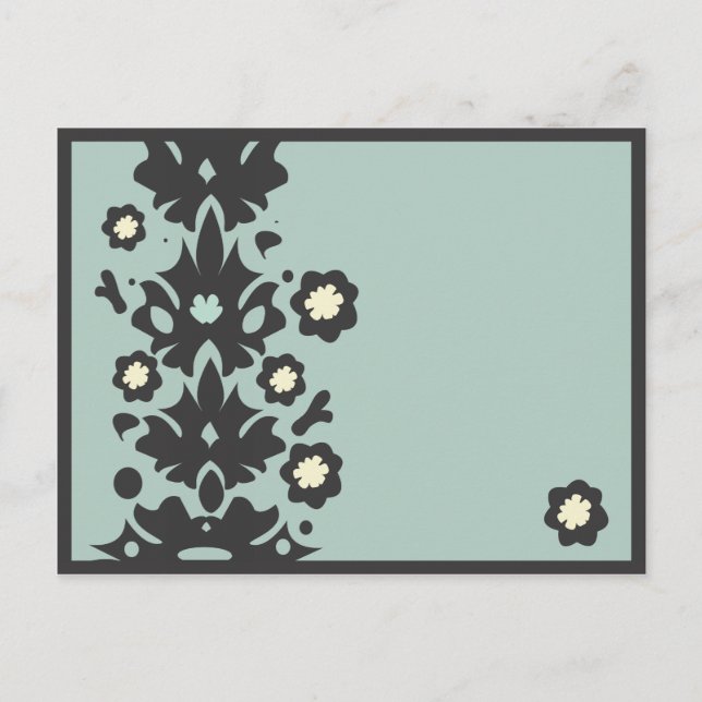 Aqua and Black Flower Power Post Card (Front)