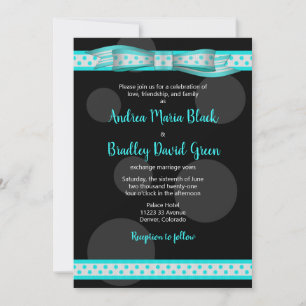 Aqua and Black Polka Dots Invitation