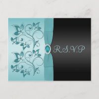 Aqua and Black with Jewel R.S.V.P Postcard