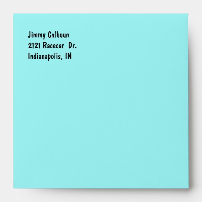 Aqua and Chequerboard Race Car Invitation Envelope (Front)