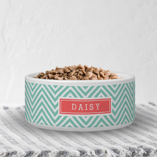 Aqua and Coral Chevron Monogram
