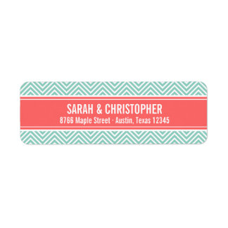 Aqua and Coral Modern Chevron