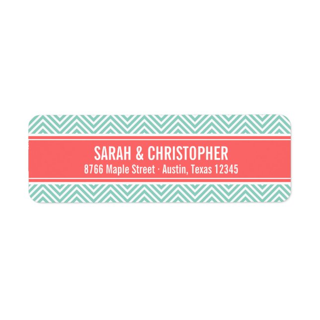 Aqua and Coral Modern Chevron (Front)