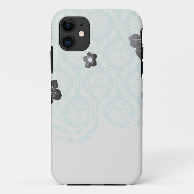 aqua and cream fleur elegant damask Case-Mate iPhone case (Back)