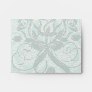 aqua and cream fleur elegant damask envelopes