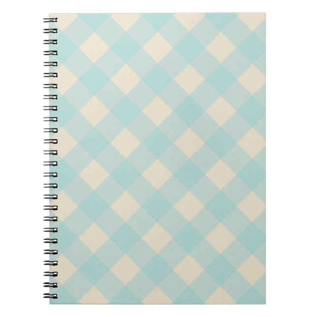 Aqua and Cream Gingham Notebook (Front)