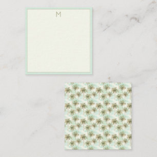 Aqua and Cream Tropical Palm Tree Monogram Card