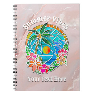 Aqua and Gold Ocean Palm Tree Summer Landscape Notebook