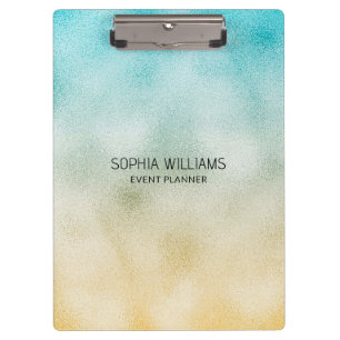Aqua and Gold Ombre Foil Clipboard