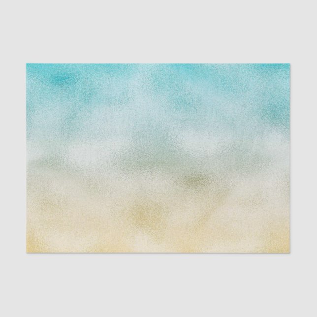 Aqua and Gold Ombre Foil Tissue Paper (Front)