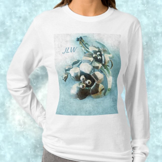 Aqua and Gold Vintage Metallic Lily T-Shirt (Creator Uploaded)