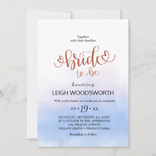 Aqua and Gold Watercolor Beach Bridal Shower  Invitation