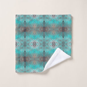 Aqua and Gray Geometric Pattern Towel