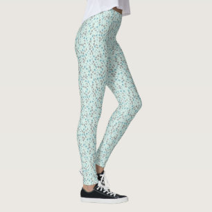 Aqua and Grey Animal Tracks Pattern Leggings