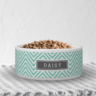 Aqua and Grey Chevron Monogram