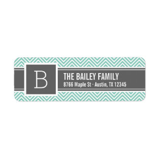Aqua and Grey Chevron Monogram