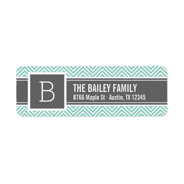 Aqua and Grey Chevron Monogram (Front)
