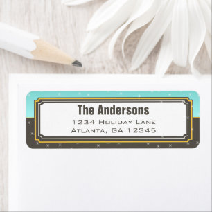 Aqua and Grey Christmas Stars Return Address