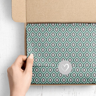 Aqua and Grey Ikat Moroccan Tissue Paper