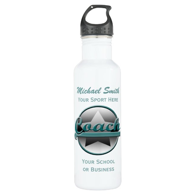 Aqua and Grey Star Coach Liberty Bottle (Front)