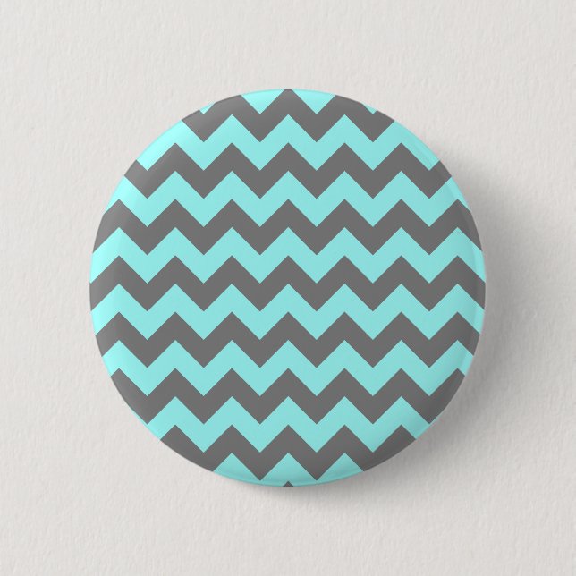 Aqua and Grey Zigzag 6 Cm Round Badge (Front)