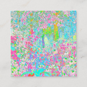 Aqua and Hot Pink Sunrise in My Rubio Garden Square Business Card