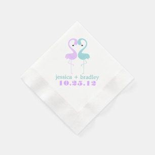 Aqua and Lavender Flamingos Beach Wedding Napkin