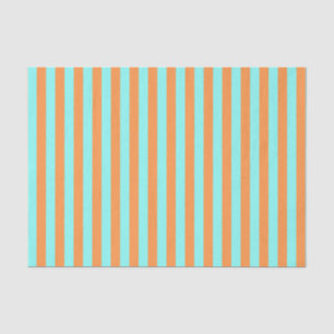 Aqua and Light Orange Stripes Tissue Paper