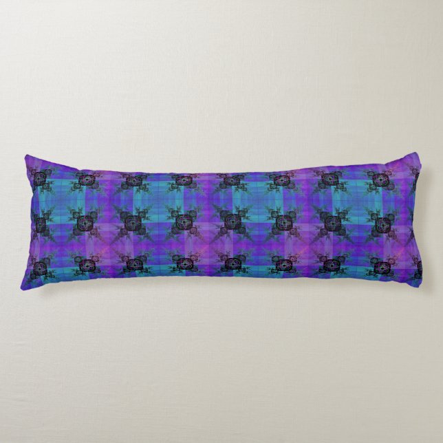 Aqua and Lilac Fractal Joy Body Pillow (Front)