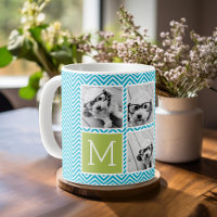 Aqua and Lime Instagram 5 Photo Collage Monogram