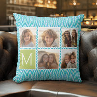 Aqua and Lime Instagram 5 Photo Collage Monogram