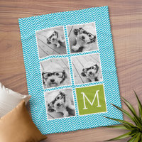 Aqua and Lime Instagram 5 Photo Collage Monogram
