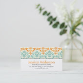 Aqua and Orange Damask Pattern Calling Cards (Standing Front)