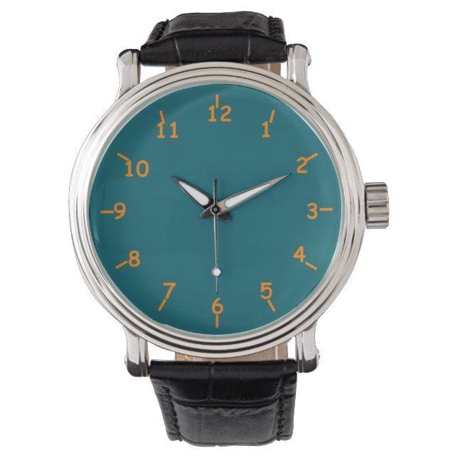 Aqua and Orange Numbers Watch (Front)