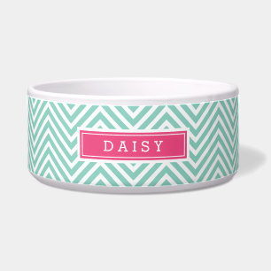 Aqua and Pink Chevron Monogram