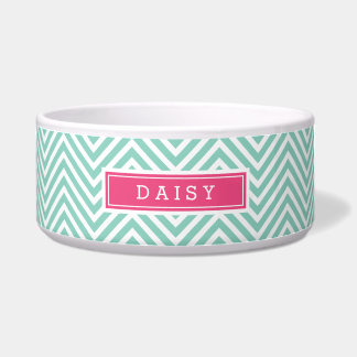 Aqua and Pink Chevron Monogram