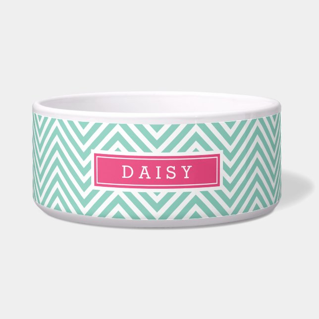 Aqua and Pink Chevron Monogram (Front)