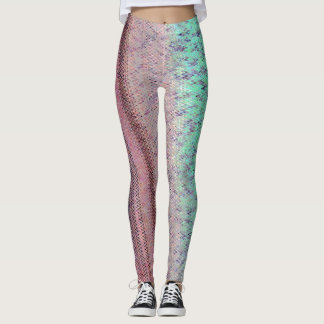 Aqua and Plum Ebroidery Patterned Leggings