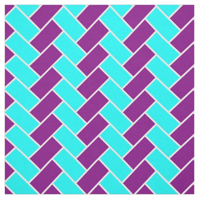 Aqua and Purple Herringbone Fabric (Swatch)