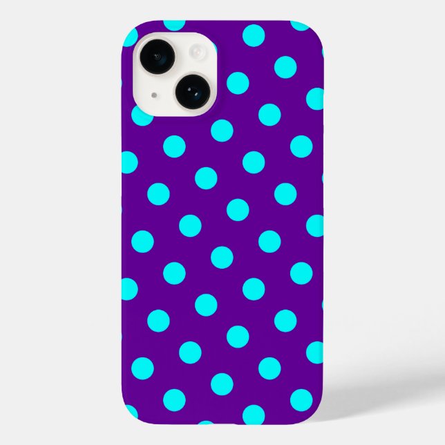 Aqua and Purple Polka Dots Case-Mate iPhone Case (Back)