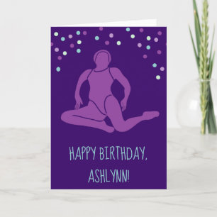 Aqua and Purple Synchronised Swimming Personalised Card